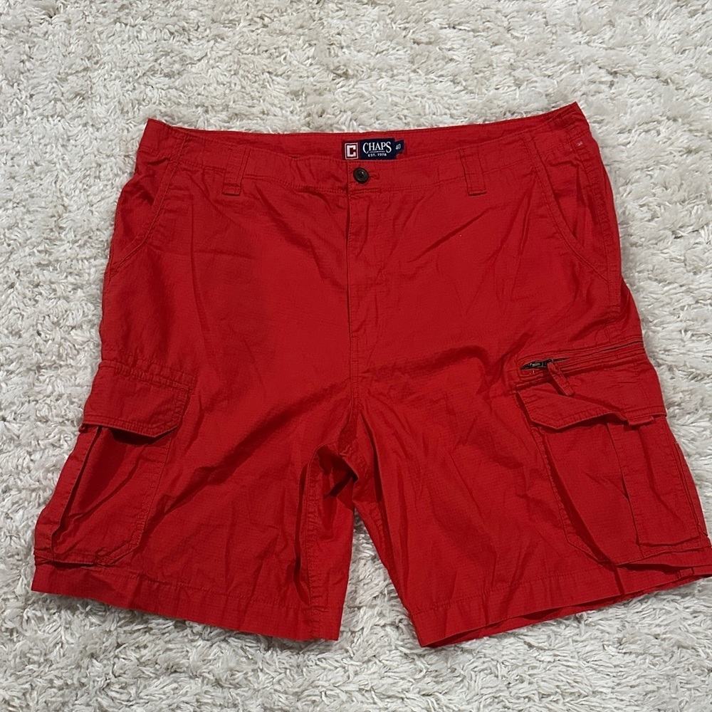 CHAPS Men’s 90’s Retro Bright Red Cargo Shorts Sz 40”